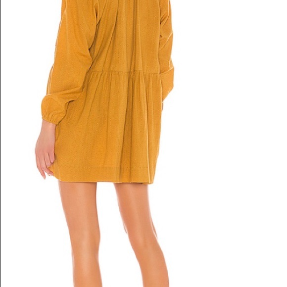 Cleobella Mustard yellow Plunging Neckline Mini Dress with pockets - Picture 3 of 7